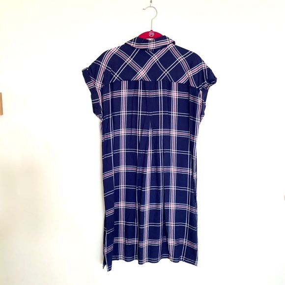 NWOT Soft Joie • Navy Plaid Collared Shirt Dress - Picture 7 of 10